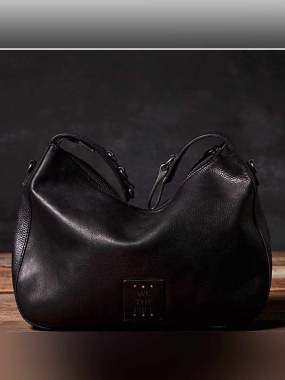 We The Free Black Leather Duffel Shoulder Bag